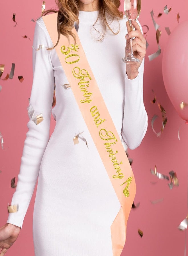 PYQWA 30 Flirty & Thriving Sash - 30th Birthday Gifts for Women - Cheers to 30 Party Decor - Thirty Years Old Birthday Funny Soft Satin Sash (Pink with Gold Foil Lettering) - Image 4